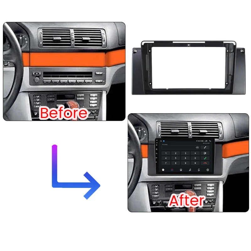Car Multimedia Accessories For BMW E39 E53 X5 1995-2003 9inch Android Car Radio Fascia Adapter Headunit Frame Harness Panel Kit