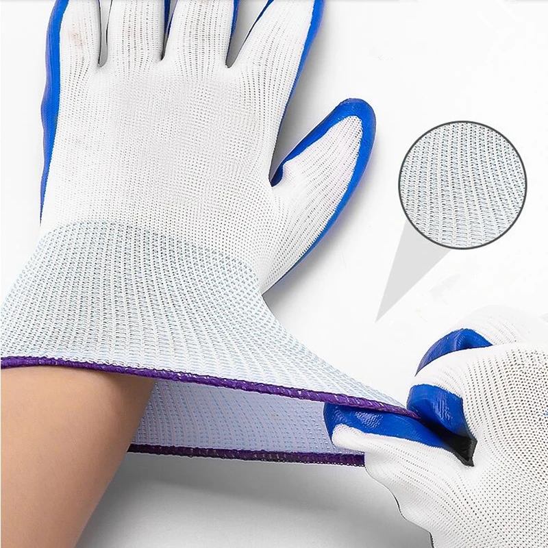 Nitrile Coating Safety Rubber Gloves Oil-Proof Non-Slip Work Gloves For Outdoor Garden Building Construction