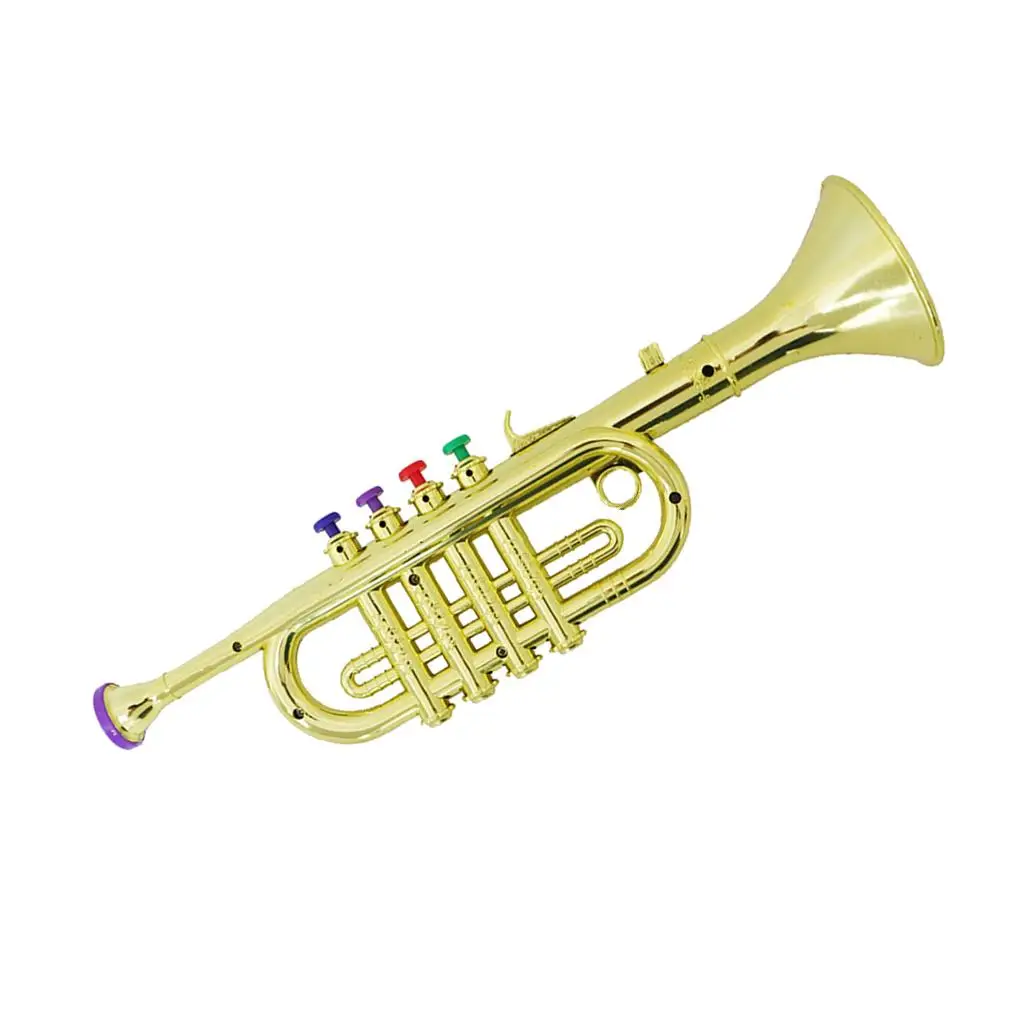 Kids Plastic Trumpet with 3 Colored Keys for Early Developmental Music Education Toy