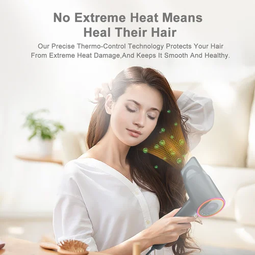 Kinseibeauty 고속 헤어 드라이어 HD 컬러 스크린 5 스마트 모드, 온도 제어 음이온 헤어 케어 59dB 저소음 3