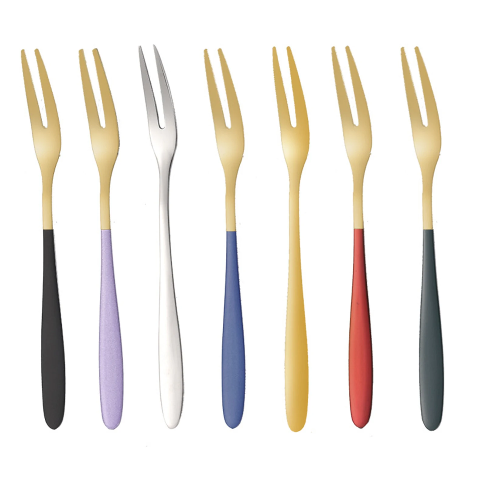 

7Pcs 304 Stainless Steel High Quality Kitchen Cutlery Fruit Fork Dessert Cake Fork Salad Fork Camping Cutlery Accessories