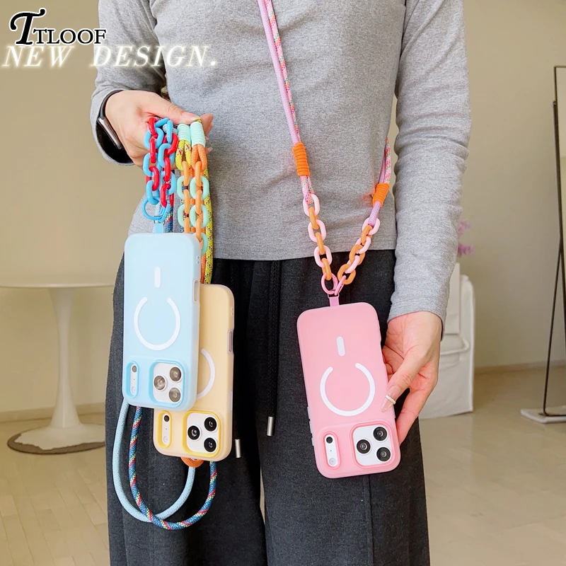 Magnetic Phone Case with Crossbody Strap and Lanyard - Magsafe Soft Cover
