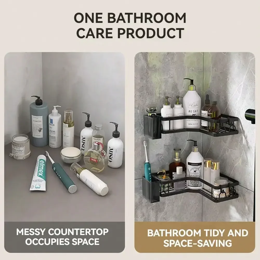Five-Piece Set Shower Caddy Shelf, Bathroom Shower Organizer Rack For Holding Shampoo Soap Bathroom Toilet Essentials Adhesive 6