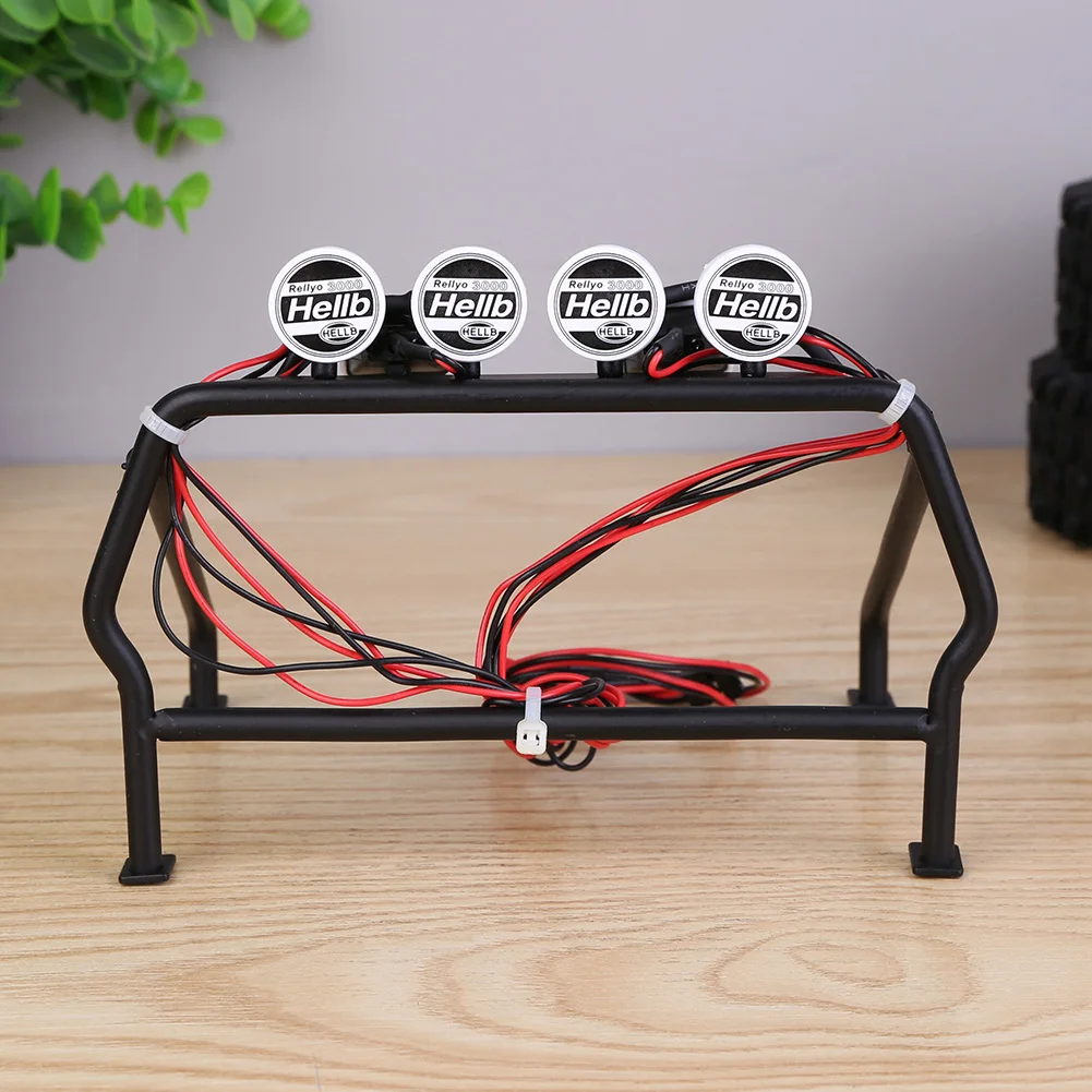 6개의 LED 조명이 있는 금속 롤 케이지 버킷 RC 자동차 루프 랙 롤 케이지 버킷 금속 RC 자동차 롤 케이지 버킷