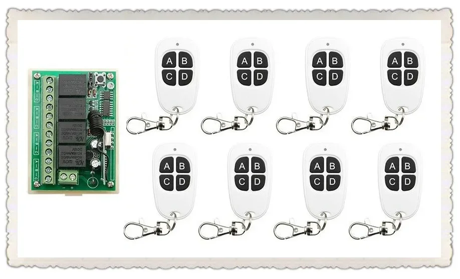 

DC12V 4CH 10A RF Wireless Remote Control Switch System teleswitch 8 transmitter & 1 receiver relay Receiver Smart Home Switch