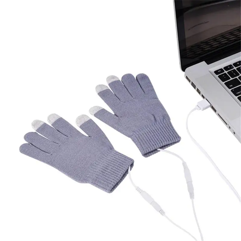 1Pair USB Heated Gloves For Men Women Warm Portable Knitting Heating Mittens Hands Warmer Touch Screen Ski Accessories 3