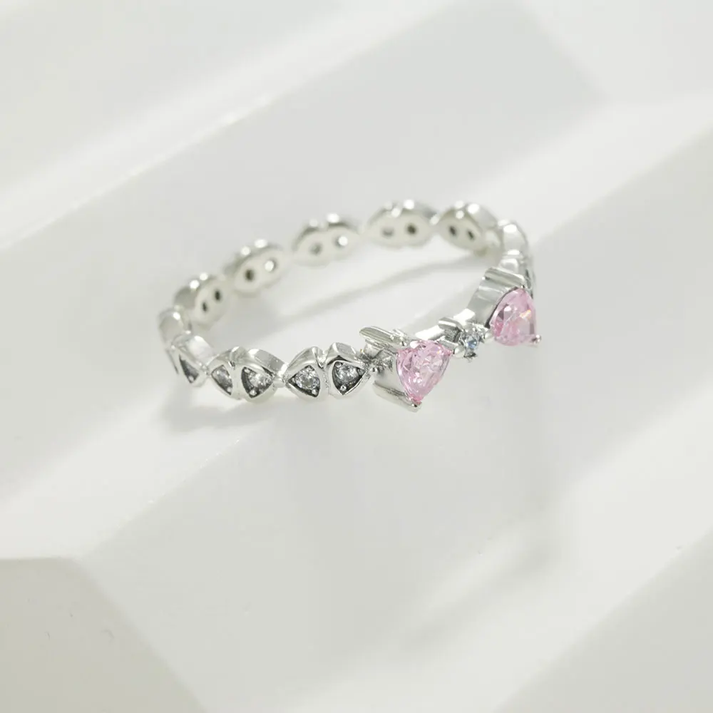 925 Sterling Silver Sparkling Hoops Ring Love Heart For Women Fashion jewelry Firefly Clover ring Party Anniversary Fine Gifts 4