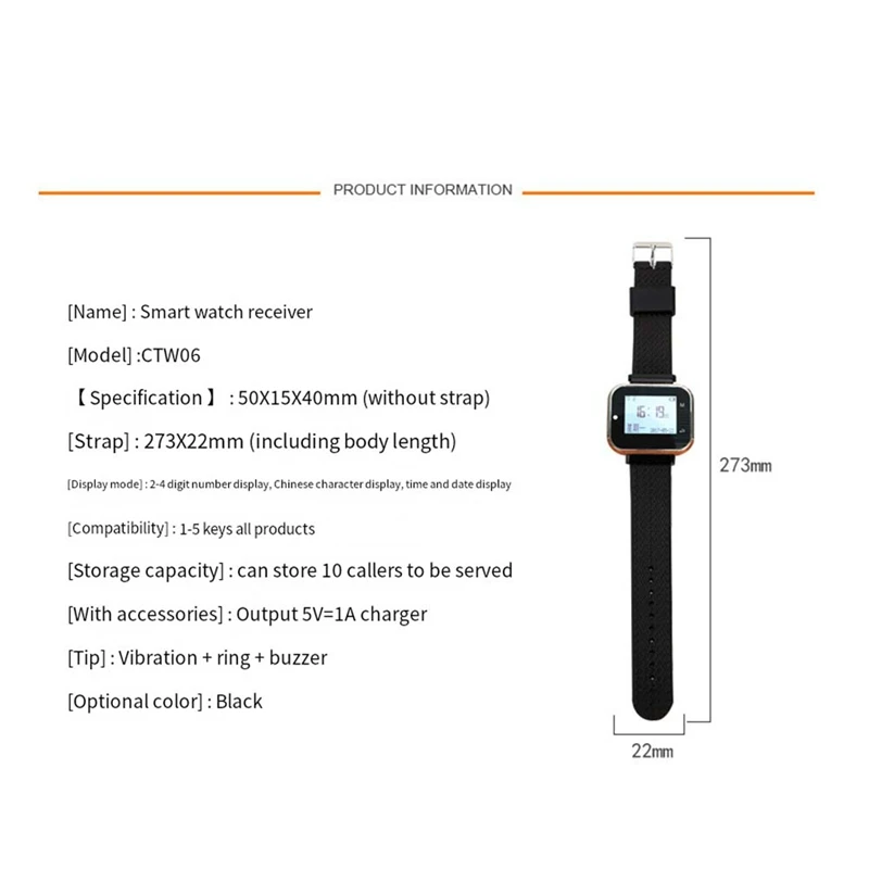 Cafe Waiter Service Buzzer 2 Watch Waiter Pager 15 Restaurant Table Call Button Transmitter Wireless Calling System US Plug