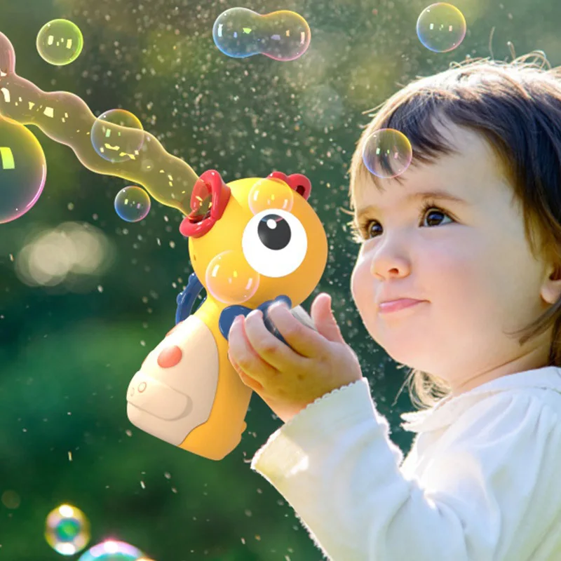 

New Kids Automatic Cute Dinosaur Duck Bubble Machine Toys Summer Outdoor Soap Water Light Music Bubble Machine For Children Toys