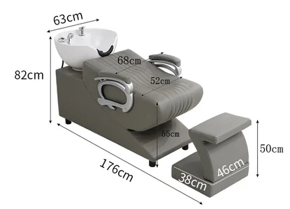 Shampoo bed barber shop shampoo bed shampoo chair flush ceramic basin hair salon hair salon net red deep basin leather