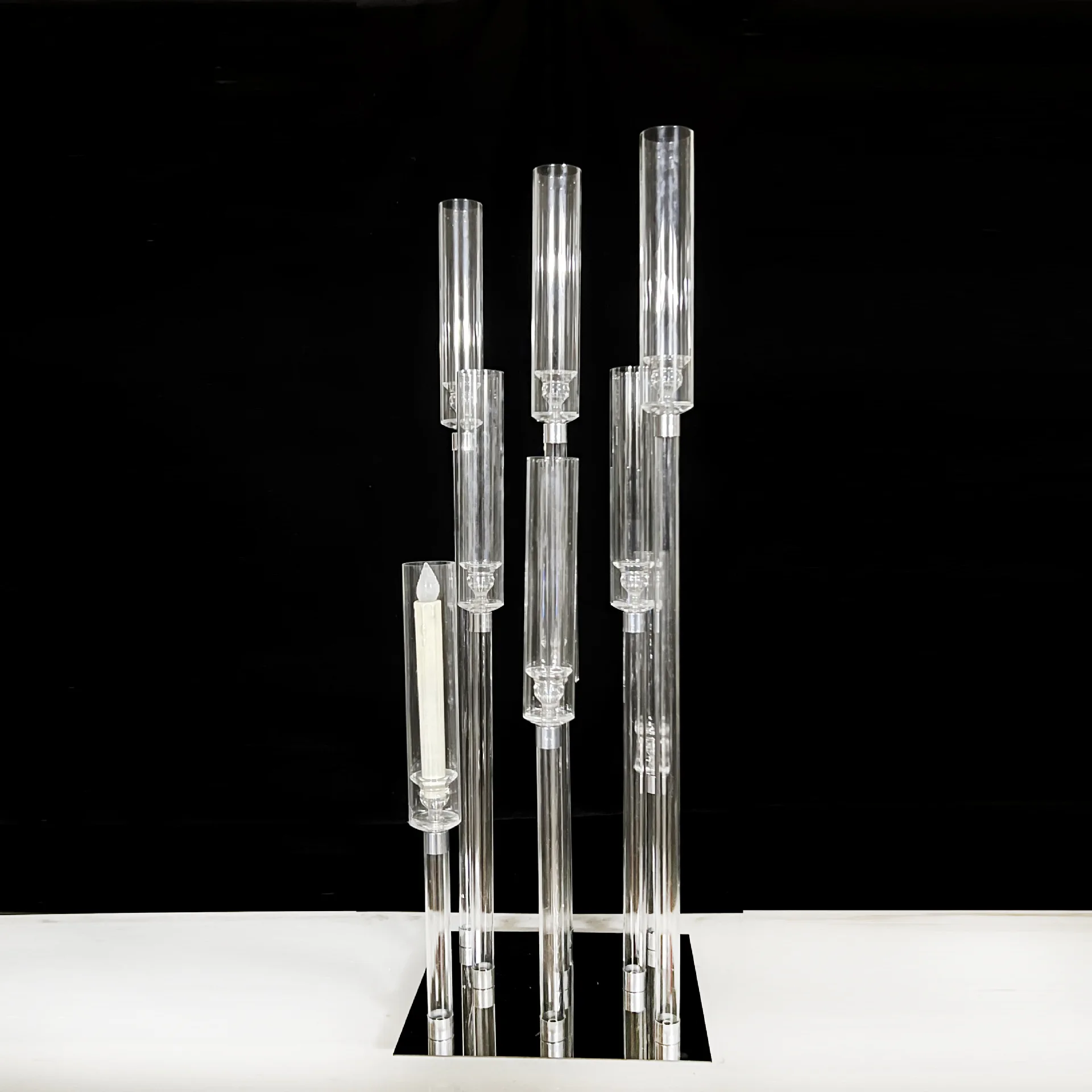 

2023 Acrylic Candelabra 9 Heads Candle Holders Wedding Candlesticks Flower Stand Holder Candelabrum for Center Table Decor