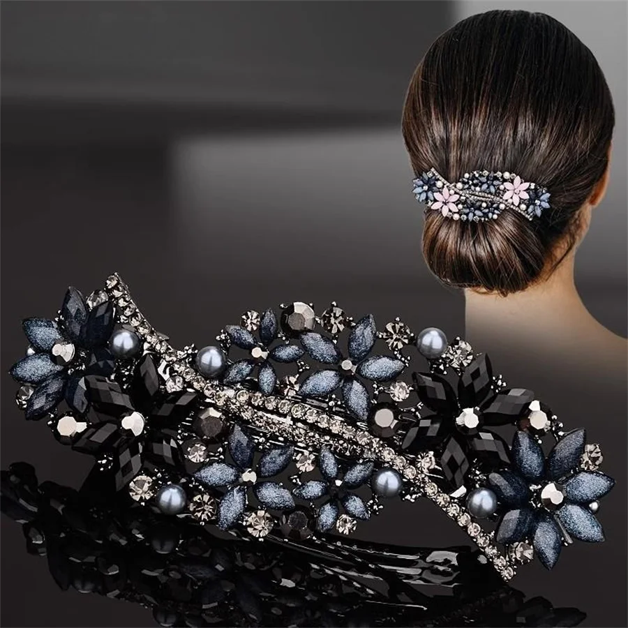Hair Accessories Korean Colorful Crystal Butterfly Spring Hairpin Zircon Alloy Clip