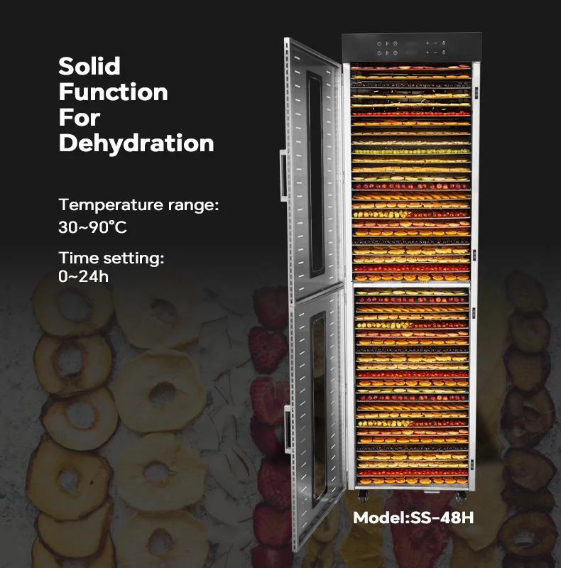 Support 48 Trays Electric Powered Stainless Steel Commercial Dehydrator-Food Dryer Dry Food Dehydrator