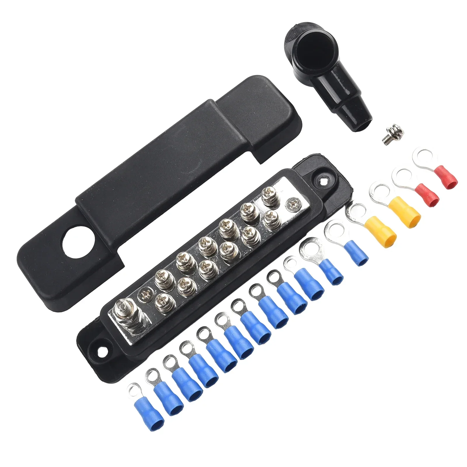 차량용 터미널 블록 액세서리, 180A 12V DC 버스바 버스 배전 블록, 아연 합금 12 포인트 쌍, 블랙 레드