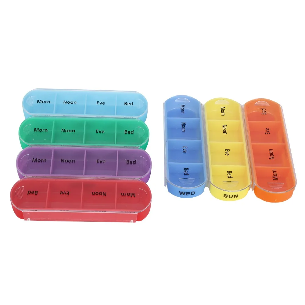 Weekly Pill Organizer with 28 Compartments and Storage Bag - 7-Day, 4-Times-a-Day Schedule