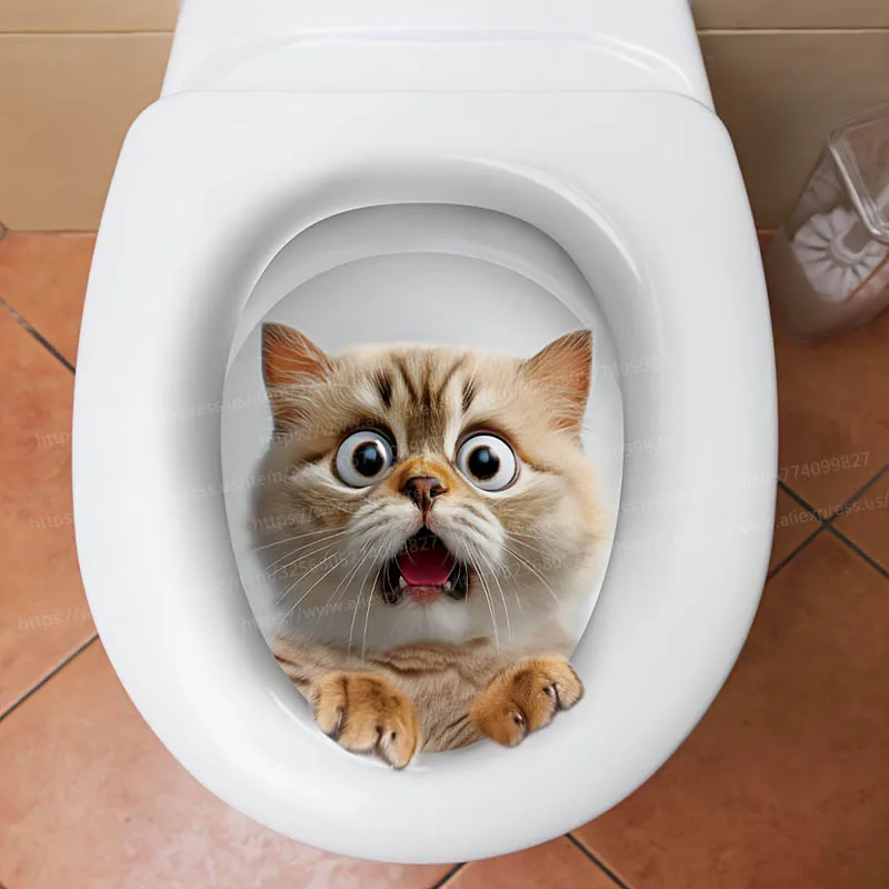 Scary-Cat-Toilet-Stickers-Diy-Self-Adhesive-Toilet-Lid-Decals-For ...