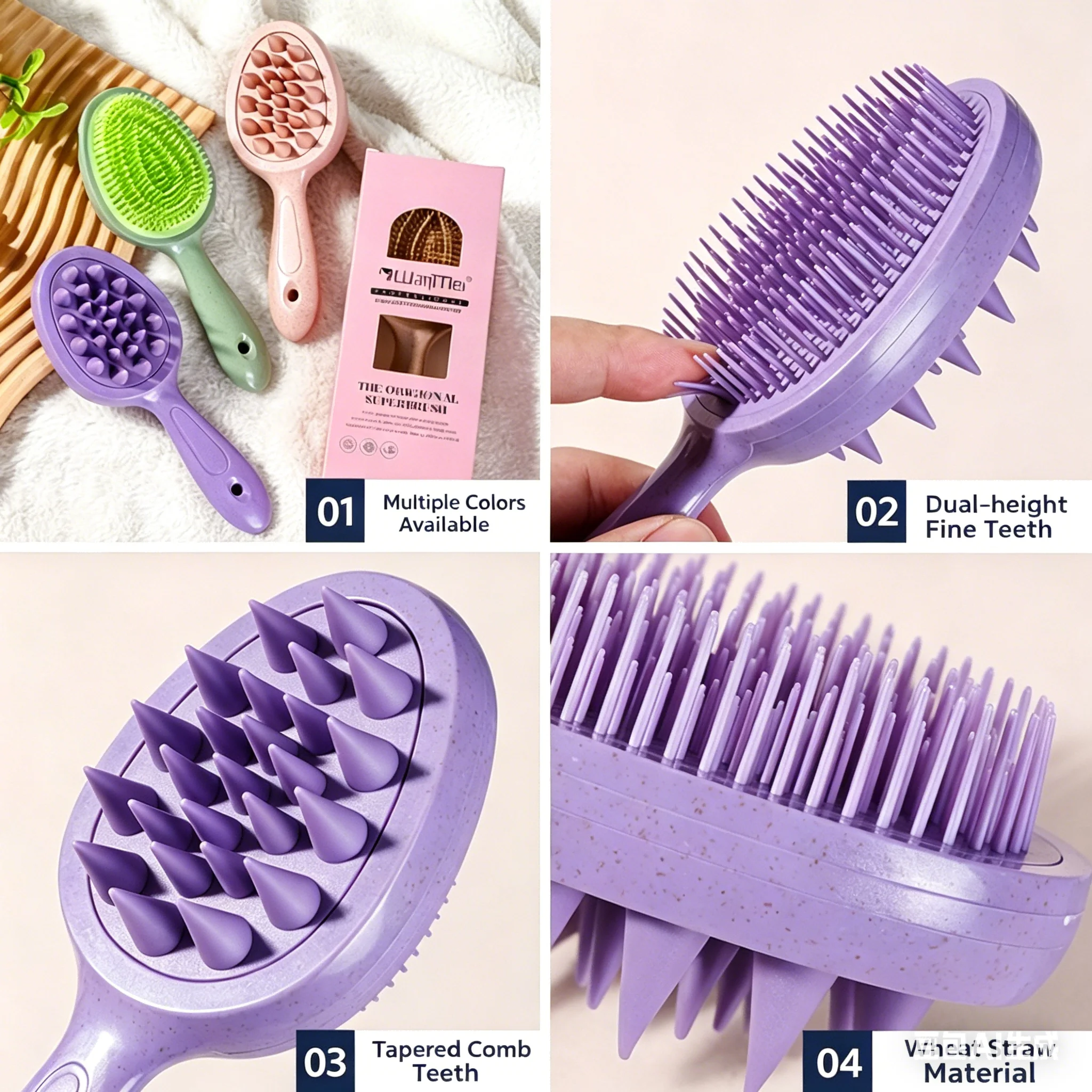 Massaggiatore per Cuoio Capelluto 2 in 1, Spazzola per Shampoo a Doppia Faccia, Pettine in Silicone per Crescita dei Capelli e Rimozione della Forfora, Uso su Capelli Bagnati o Asciutti - immagine 2
