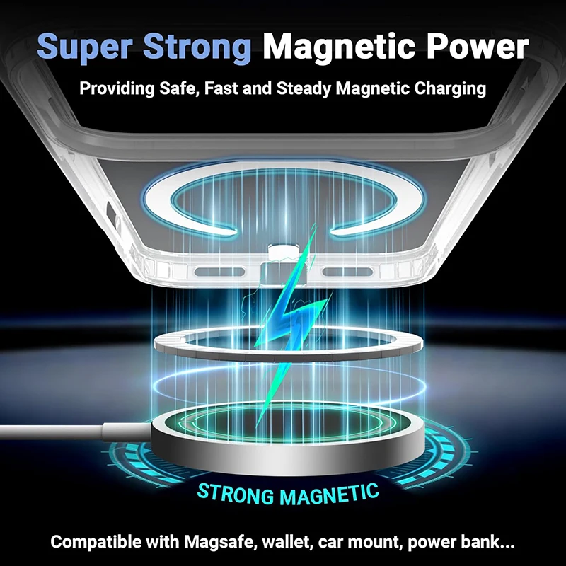 Premium Shockproof Transparent Acrylic Phone Case with MagSafe Compatibility