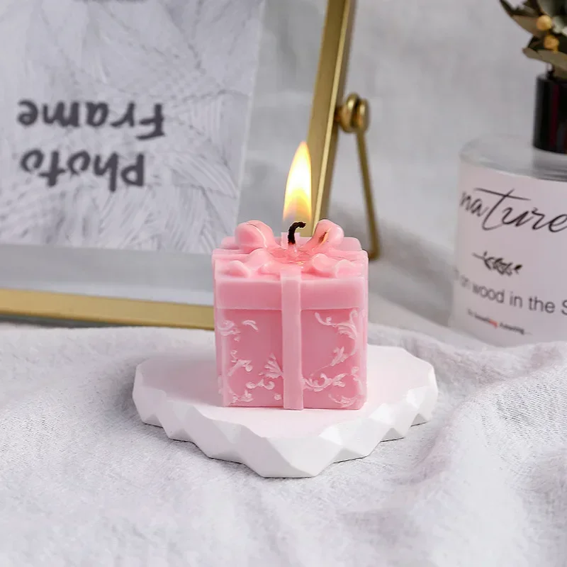 DIY Christmas Candle Molds for Candle Making Christmas Gift Box Scented Candle Mold Bow Gift Box Fondant Silicone Mold Decor