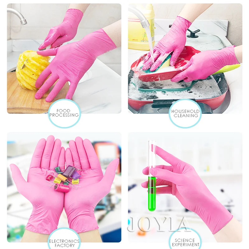 Disposable Gloves Nitrile Latex Free Small Medium Girl Woman Rose Exam Gloves For Housework Baking Hair Work X-Small