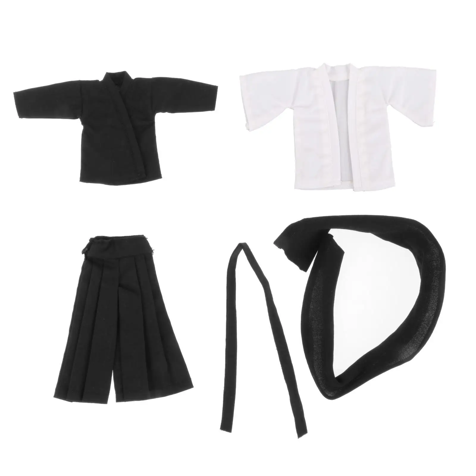 

4Pcs 1:12 Scale Miniature Kimono Costume Set Accessories Outfit Japanese with Scraf for 6'' Unisex Dolls Soldier Figure Costume