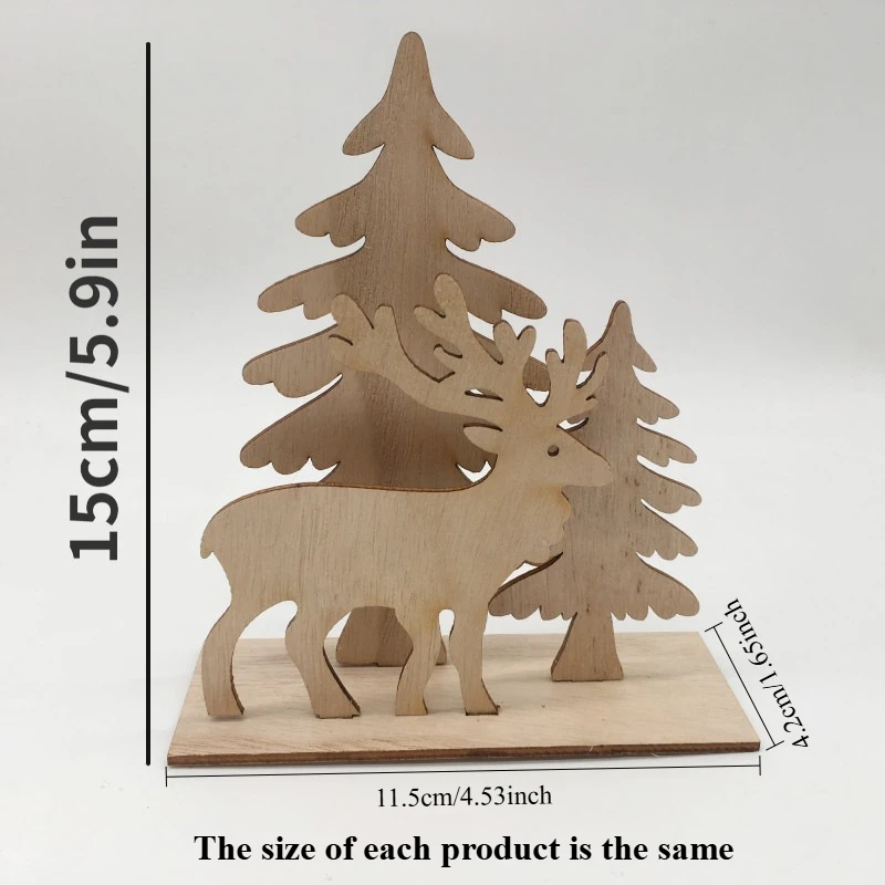 1Set/8PCS Different Style Wooden Christmas Desktop Ornaments,3D Christmas Tree Building Blocks, Christmas Party Home Decorations