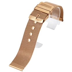 Elegant Stainless Steel Mesh Watch Straps - Silver, Gold, Black - 22mm (Rose Gold)
