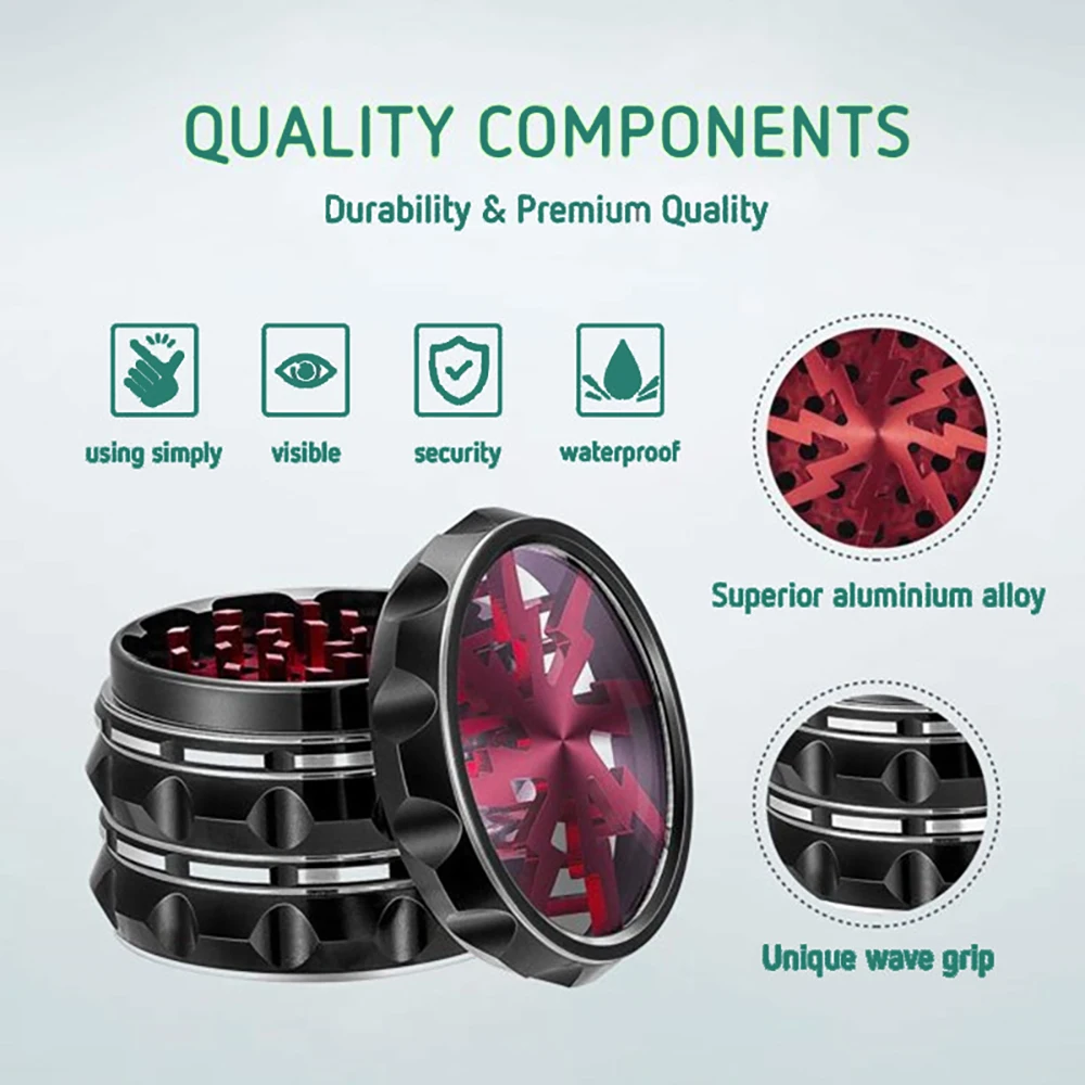 60mm Al Alloy Herb Grinders 4-parts Spice Mills Durable Herb-medicine Kibbler Smoking Accessories for Smoker Holiday Gifts 3