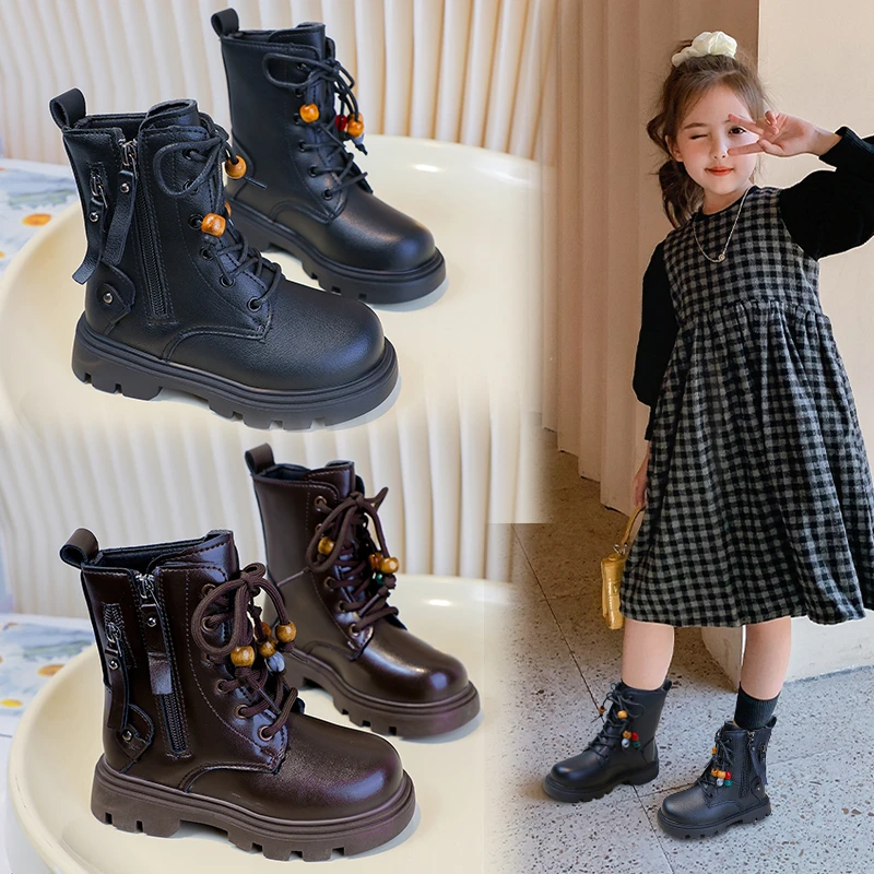 Girls Winter Ankle Boots Soft Sole Breathable Beaded Kids Boots