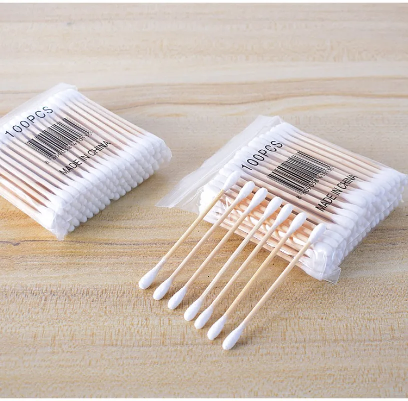 Double Head Wood Cotton Swab Baby Swab Women Makeup Cotton Buds Tip Wood Sticks Nose Ears Cleaning Health Care Tools cotton swabs
