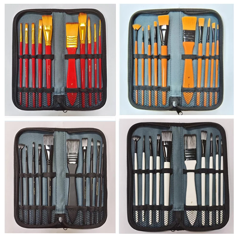 

10 Pcs Gouache Watercolor Painting Brush Set Art Brush Organic Hair Paintbrush Multi-Function Art Supplies