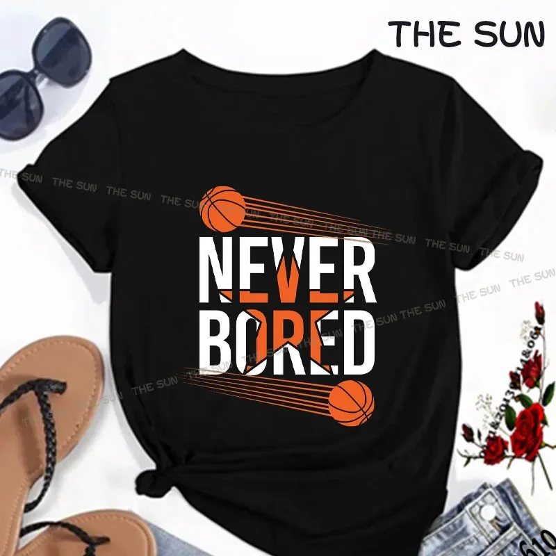 

Basketball sport never bored Cotton Printing Shirt Street Fashion Short Sleeve Clothing Streetwear Men's Hip Hop Cotton