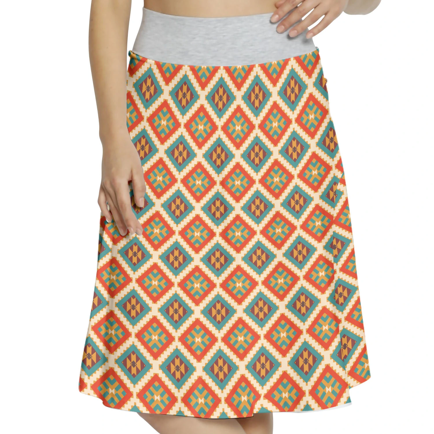 Falda de mujer mexicana Retro India Midi de cintura alta estampado de línea a, ropa informal para la Oficina, el hogar y la - AliExpress