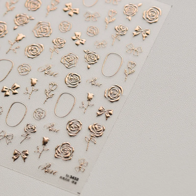 

[Meow.Sensei] Gilding Nail Stickers Popular Retro Nail Sticker Factory Wholesale Japanese Rose 3432