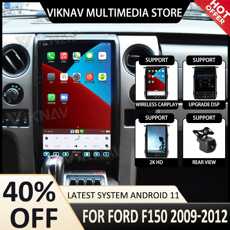

14.4inch Android11 Car Radio For Ford F150 2009-2012 Wireless Carplay Multimedia Stereo GPS Navigation Player
