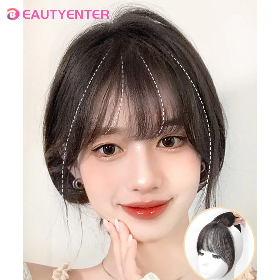 BeautyEnter Synthetic hair Bangs Hair Extension Fake Fringe hair clip on French air bangs HighTemperature wigs