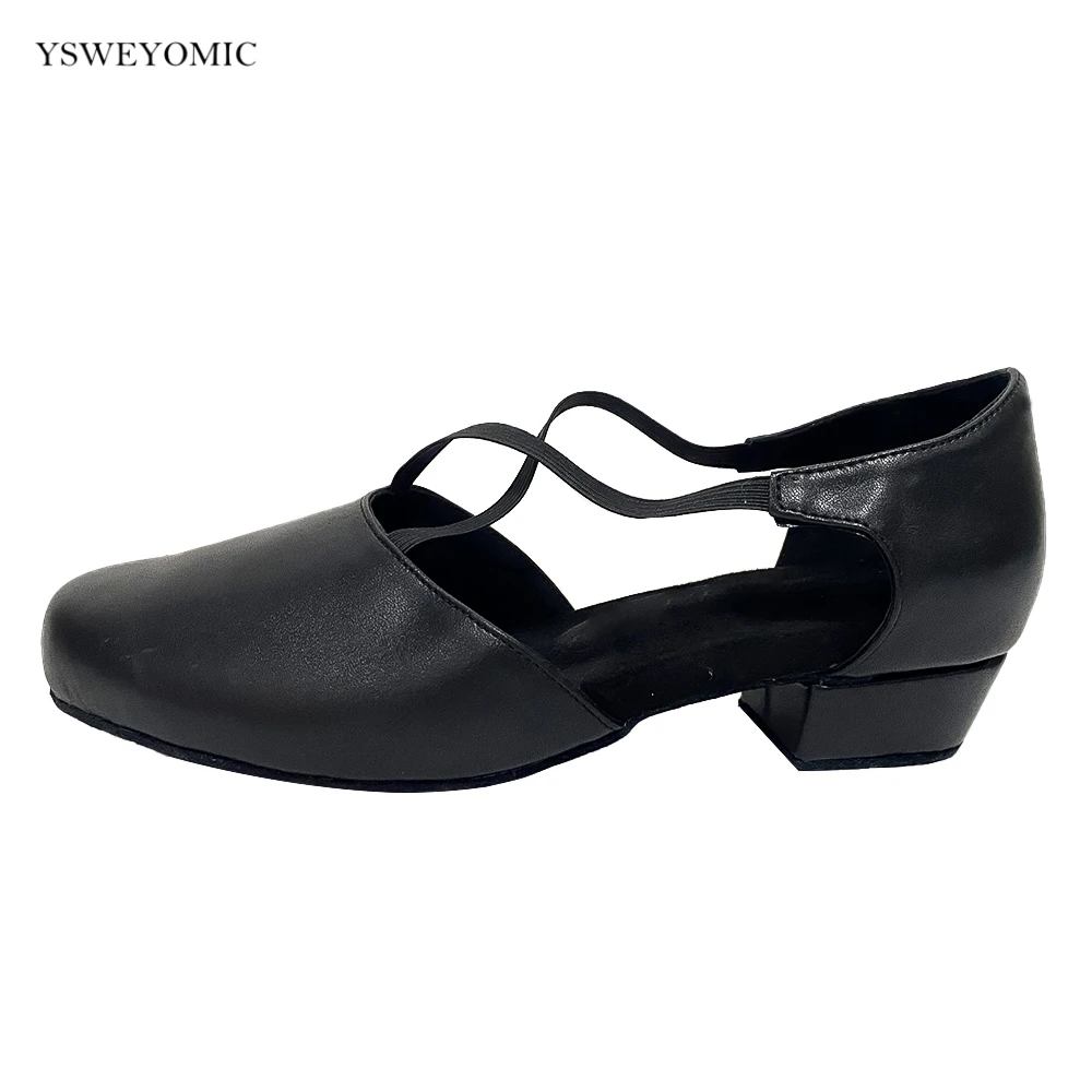 

YSWEYOMIC Dance Shoes In Suede Outsole Using Indoor 2023 Black Leather Latin Ballroom Practise Dancing Shoes