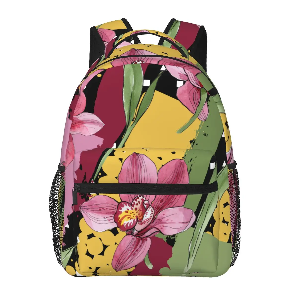 

Wildflower Orchid Flower Backpack Women Men Large Capacity Backpack Outdoor Travel Bag Casual Backpack