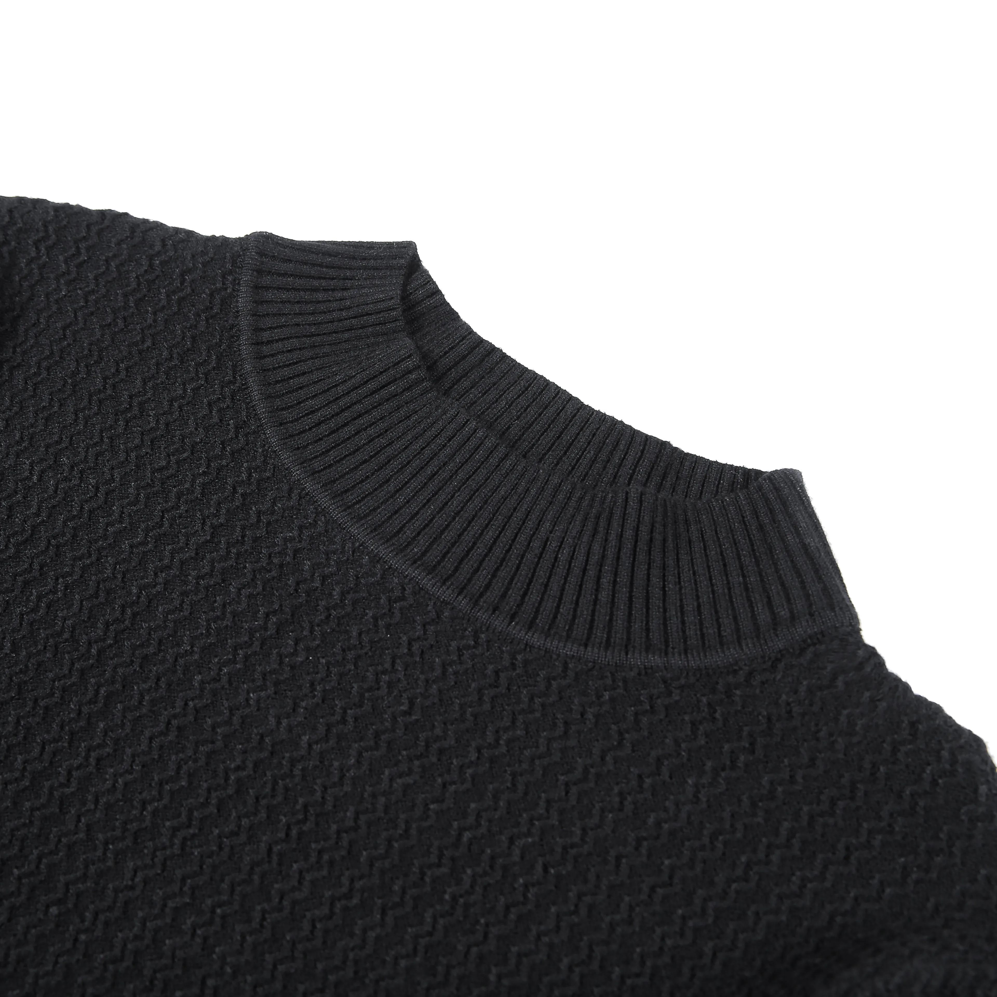 Description Picture 6 of itemWinter half turtleneck sweater Men's knit pullover sweater slim solid color knitted sweater black