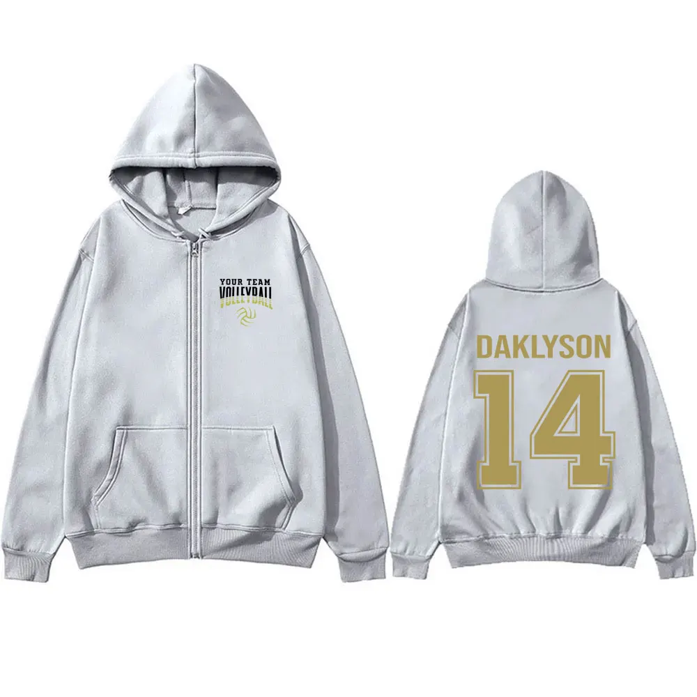 Your Team Volleyball Daklson 14 Zipper Hoodie Men Women Casual Oversized Zip Up Jacket Male Vintage Streetwear Sports Hoodies