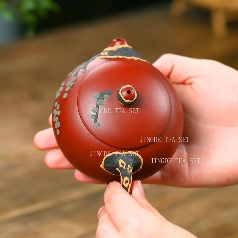 250ml Yixing Teapot Handmade Pine Needle Relief Teapot Household Chinese Kung Fu Tea Set Da Hong Pao Xi Shi Pot