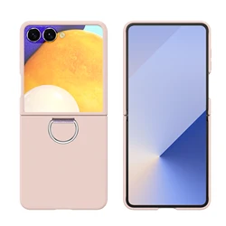 Candy Color Slim Matte Ring Holder Phone Case - Galaxy Z Flip5 (Rose Pink)