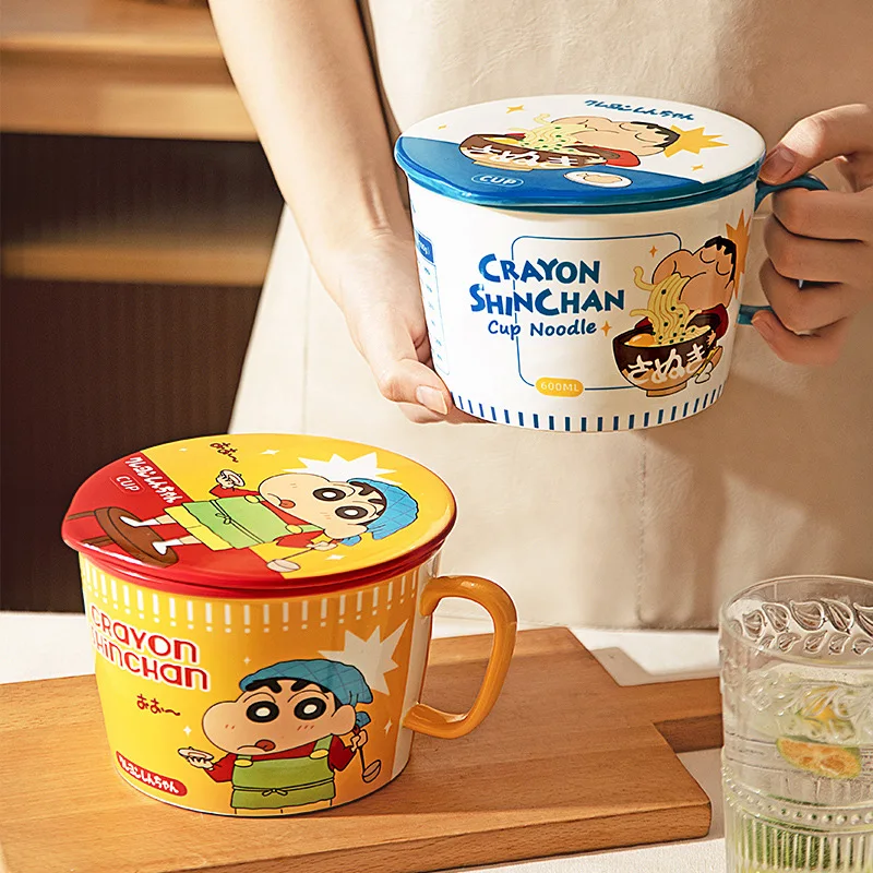 

Kawaii Cartoon Cute Crayon Shin Chan Instant Noodle Bowl Microwave Oven Ceramics Cover Anime New Large Bowl Food Fruit for Girls