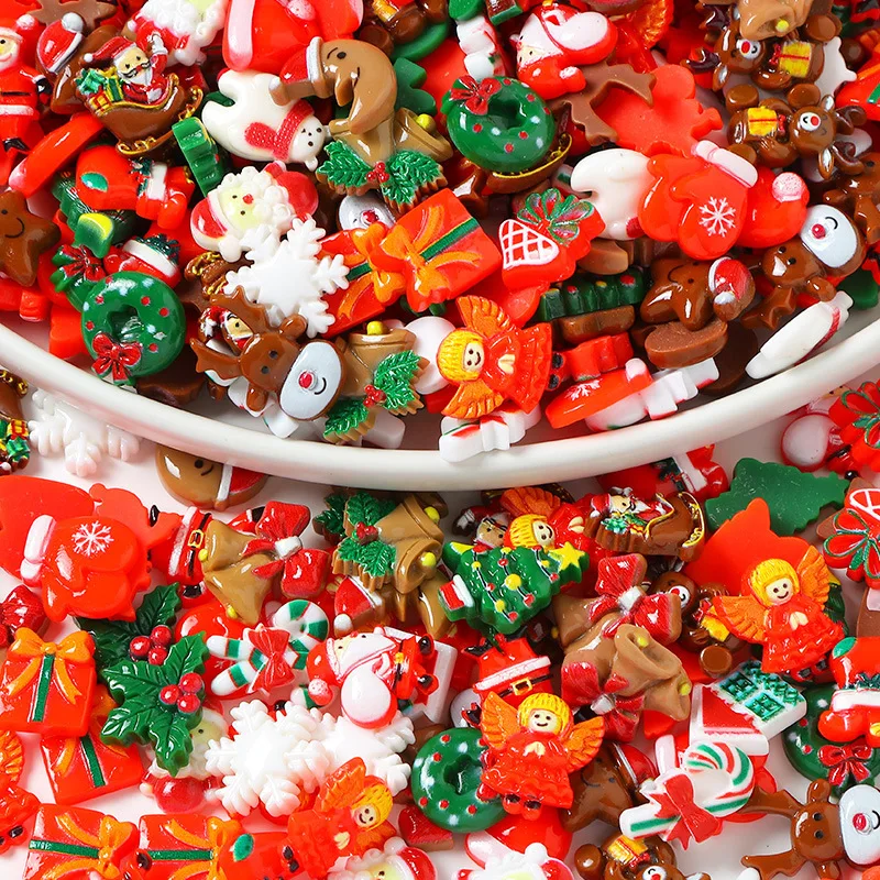 Description Picture 3 of itemCute Small Christmas DIY Ornament Xmas Santa Tree Bell Mixed Style Decoration for Hand Crafts Phone Case Hairpin Accessories