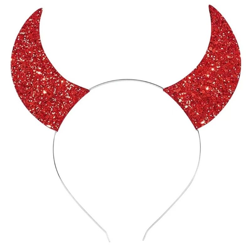 Einzigartiges Rollenspiel Teufel Hair Hoop Glitter Federhorn Kopfschmuck Halloween Stirnband – Detail 9