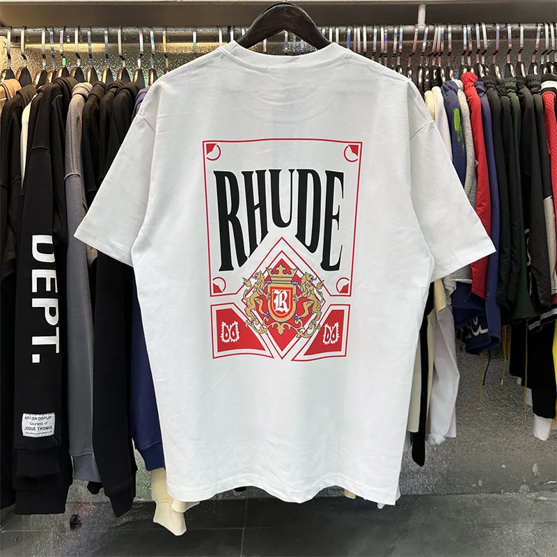 

2023ss New Dropshipping Summer Cotton Letter Printing Logo Racing Sunset Women's T SHIrt RHUDE T-Shirt