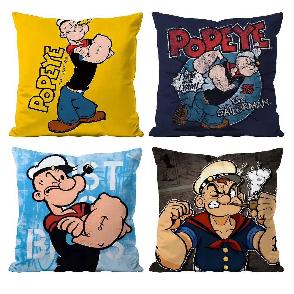 클래식 애니메이션 P-뽀빠이 베개 커버 항균 베개 커버 투명 지퍼 실키 숏 플러..