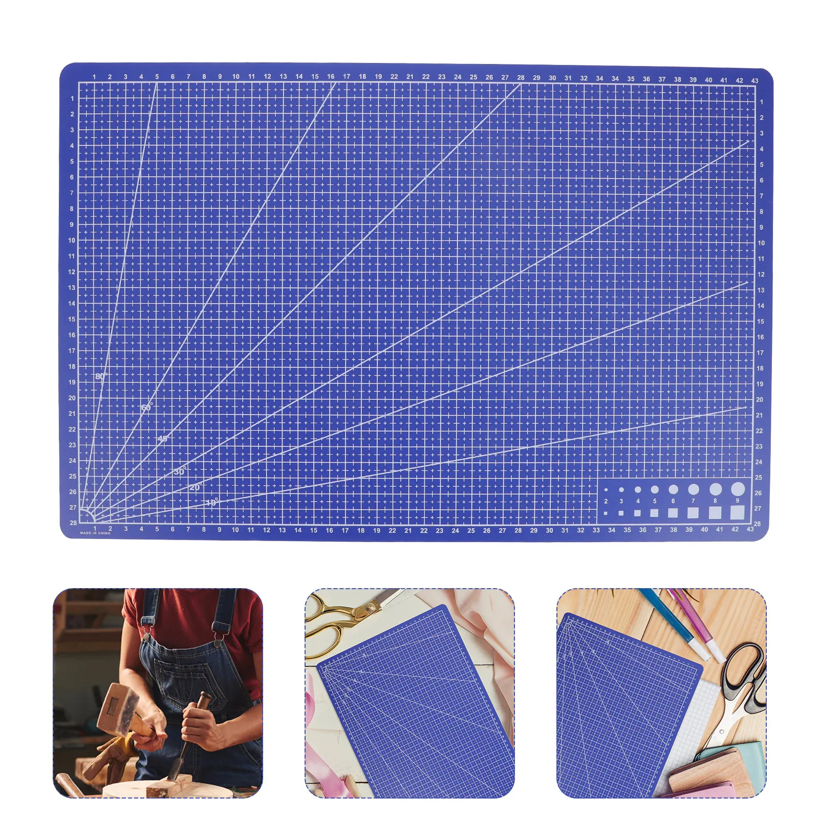 2pcs A3 블루 PVC 커팅 매트, 공예, 퀼팅, 바느질, 아트 모델 용품을 위한 전문 단면 자가 치유 작업대 패드