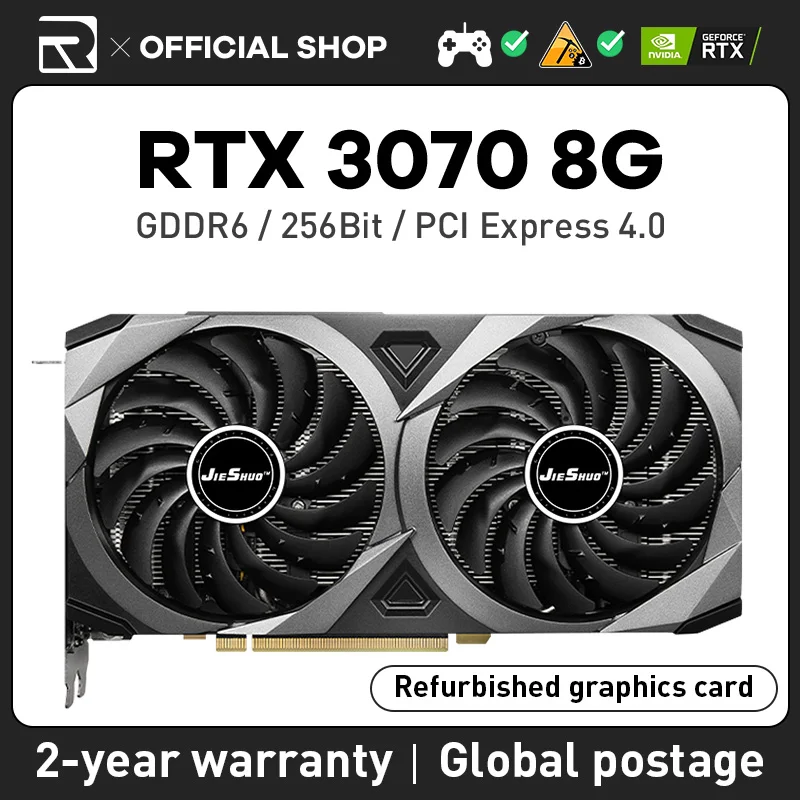 Schede Grafiche Nvidia Geforce Jiehsuo Rtx 3070 8Gb Gaming Pci Express 4.0 16X Gddr6Scheda Video 8Pin Doppia Ventola Computer Gpu Game