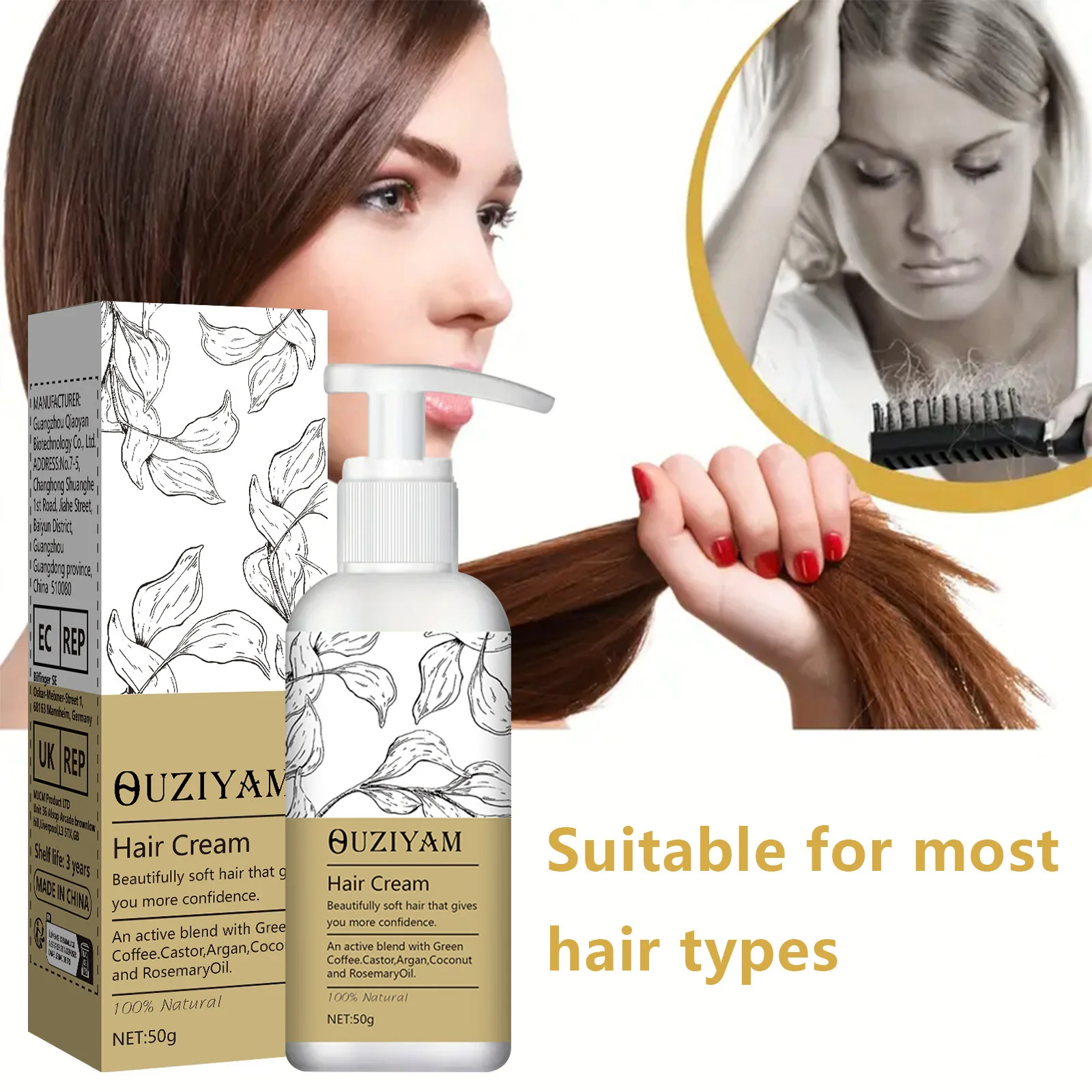 Wheat Conditioner Styling Moisturizing Curl Conditioner Cream Curl Care Hair Elastin Curls, 50ml